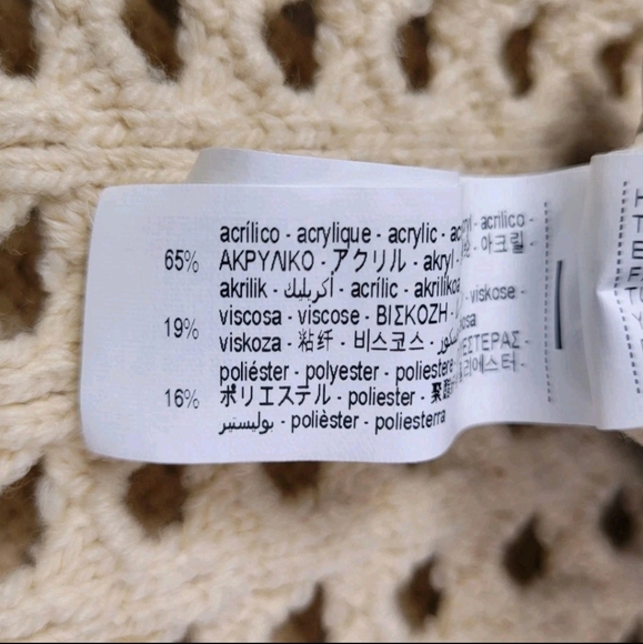 Zara Women Medium Cream Open Knit Embroidered Sweater Crochet - Picture 3 of 5